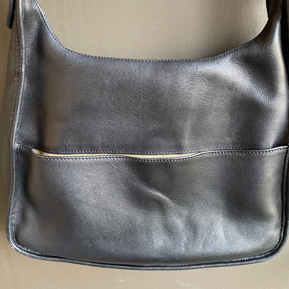 Coach Black Leather Shoulder Bag with Gold Accents - Picture 10 of 15